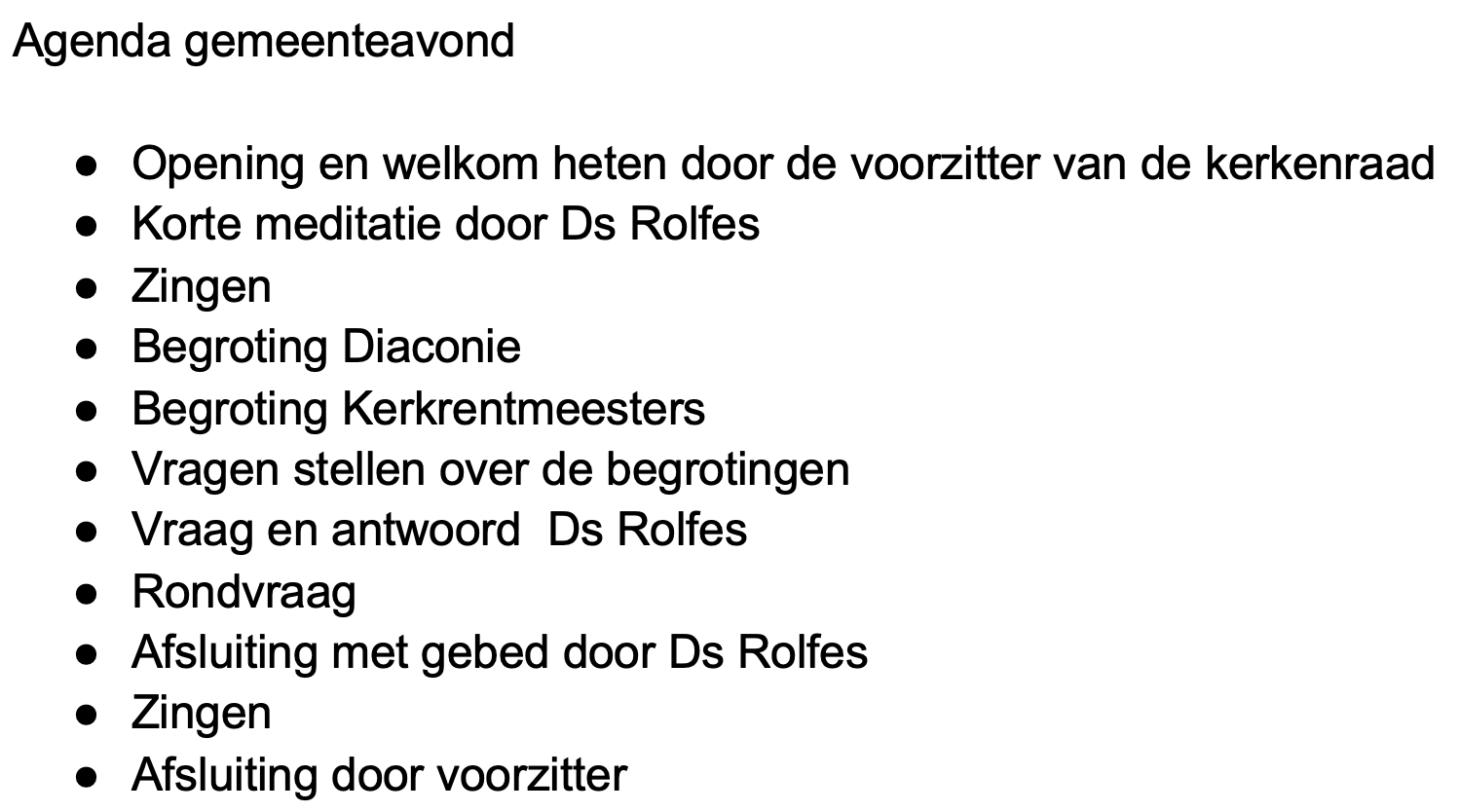 Agenda donderdag 29 10